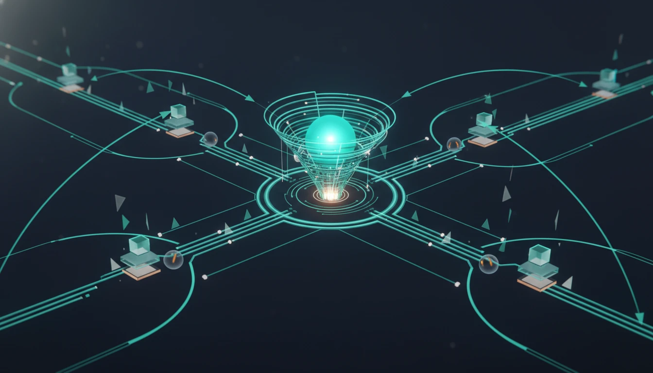Abstract illustration of multiple proposal response inputs flowing into a shared drafting core.